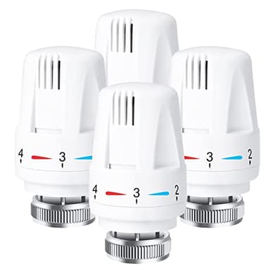 Thermostat Radiators Valve, Professional 4 Pieces TRV Thermostatic Head Radiator Thermostat Head M30 x 1.5 Radiator Valve Replacement Head Radiator Valve Thermostat Valve for Home Office