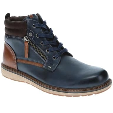 Wide-Fit Lace-Up Casual Boots - Navy Size 10