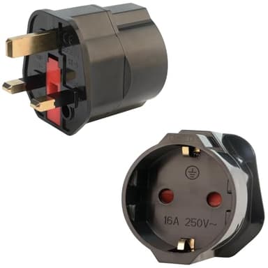 Wirafix 2 Pack EU to UK Plug Adapter, European to UK Plug Adaptor 2 Pin To 3 Pin Plug Adapter, European Adapter, Type C/E/F Europe Germany France Spain to British Type G, Black