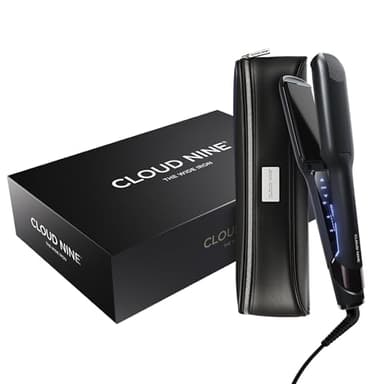CLOUD NINE The New Wide Iron Hair Straightener | Variable Temperature Control | Revive Mode Mineral-Infused Plates | Digital Display 360° Swivel Cord | Protective Guard | Strong Shiny Sleek Results