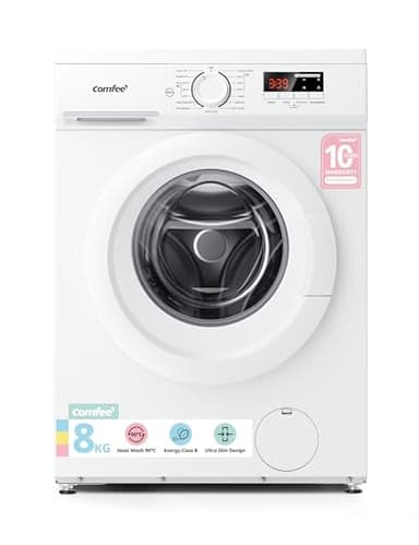COMFEE' Freestanding Washing Machine,8KG Load,1400RPM,Heat Wash,Quick Wash,BLDC Durable Inverter Motor,White-CFE12EW80/W