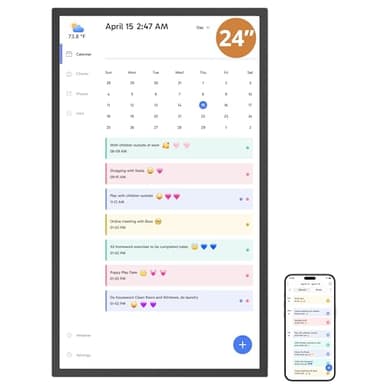 2026 Digital Calendar, 24 Inch Electronic Calendar Planner for Chore Chart and Home Organization, Interactive Touch Screen Desktop & Wall Mountable, a Gift for Families, Black