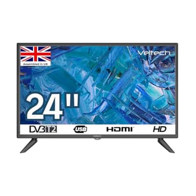 VELTECH 24 Inch HD Ready LED Standard TV with Freeview HD, HDMI, SCART, USB Record and Media Player HD Dolby Digital Audio Television for Kitchen
