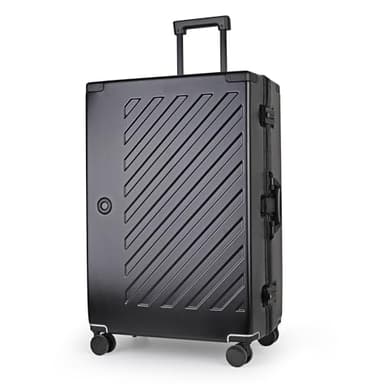 JLY 100% Polycarbonate Zipperless Suitcase Large, Hardshell Check in Luggage with Double TSA Locks and 4 Wheels, Aluminium Alloy Handle, Flight Case for Travel in Black