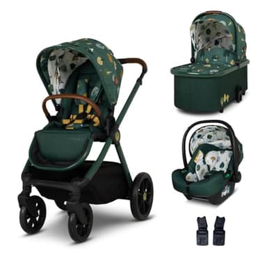 COSATTO Giggle 4 Travel System - 3 in 1 Travel System, 0-25kg Approx. 4 Years Old, Compact Fold, Pram, Pushchair, Carrycot, Seat Unit, i-Size Group 0+ Infant Carrier Car Seat & Raincover (Faraway)