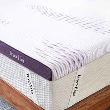 Inofia Sleep Gel Memory Foam Mattress Topper Small Double, 8CM Firmness GELEX Bed Topper with Washable Cover, Pressure Relief | Sleep Cooler, 2 Layer Foam for Rest Easy, 100-Night Home Trail (120x190)