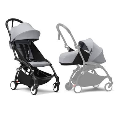 Stokke YOYO3 Stroller with Newborn Pack - Includes Black Frame, YOYO 6+ Color Pack (Stone) & 0+ Newborn Pack (Stone)