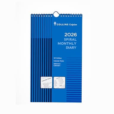 Collins - Colplan - 2026 12 Month Calendar Year Spiral Monthly Planner - Blue (64-26)