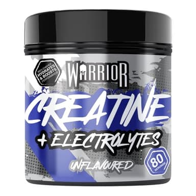 Warrior Creatine Monohydrate Plus Electrolytes Powder 360g - Hydration and Performance Drink - Nutrition Shake to Promote Muscle Growth (Not Tablets, Sachet, Gummies) - 80 Servings (Unflavoured)