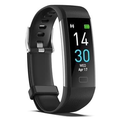 Activity Tracker with Heart Rate Monitor, Step Counter & Pedometer, Slim Fitness Watch for Women, Men & Kids, Sleep Monitoring Device, Blood Pressure Monitor Compatible with Android & iOS (M2-Black)