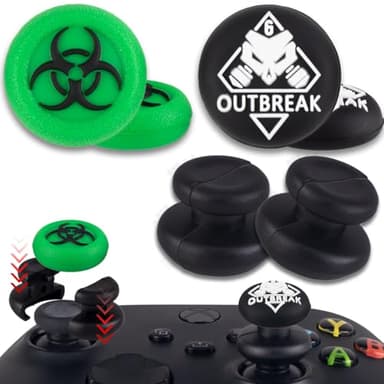 PlayRealm NO Falling Off Thumbstick Extender x 2 & Thumb Grip x 4 for Xbox Series & Xbox one Controller (Outbreak)