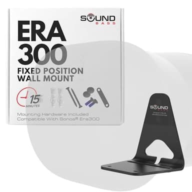 Sound bass ERA300 Wall Mount Bracket, Low Profile, Black, Single, Compatible with Sonos ERA 300 Speaker, Complete with All Fixing Hardware