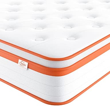 TeQsli Super King Size Mattress 6FT, 10 Inch Gel Memory Foam 7 Zone Orthopedic Super King Mattress Pocket Sprungs Wave Memory Foam Hybrid - Medium Firm 10-Year Support 180x200x25 cm