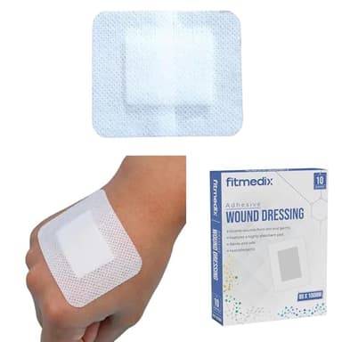 Adhesive Wound Dressings (80mm x 100mm)- **Pack of 10** Sterile Dressings for Wounds, Cuts, Grazes, Diabetic Leg Ulcers, Venous Leg Ulcers & Small Pressure Sores- Hypoallergenic Plasters for Wounds