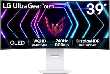LG Ultragear Curved OLED Gaming Monitor 39GS95QE, 39 Inch, 1440p, 240Hz, 0.03ms, OLED Display, HDR 10, NVIDIA G-Sync Compatible & AMD FreeSync, Smart Energy Saving, DisplayPort, HDMI