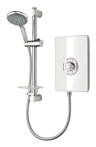 Triton Showers Collection 2, Shower Electric, 8.5 KW, Triton Aspirante, Gloss White, Electrical Showers, with Showerhead and Anti Twist Hose, Bathroom Showering Unit