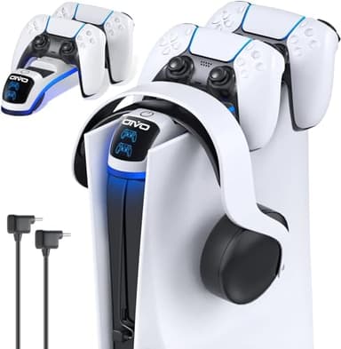 OIVO PS5 Charging Station with Headset Holder, Fast Charging for Playstation 5 Dualsense Controller, Upgrade PS5 Charging Dock with Touch Switch(Only for 2020 Ps5 Console)
