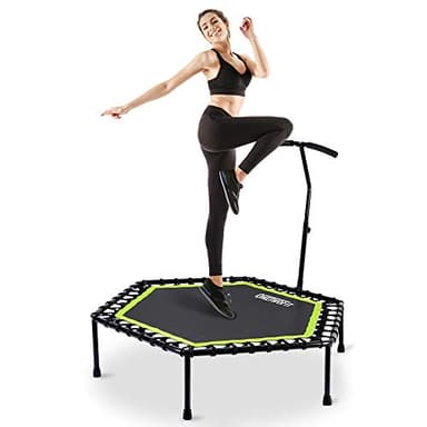 ONETWOFIT 48" Rebounder Trampoline for Adults with Adjustable Handle Bar Fitness Trampoline Bungee Rebounder Jumping Cardio Trainer Workout OT064