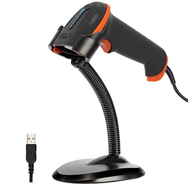 Tera 1D 2D QR Barcode Scanner USB Wired Handheld Scanner 1D 2D QR Data Matrix PDF417 1D USB Bar Code CMOS Image Barcode Reader Plug and Play with Stand, D5100Y-Z