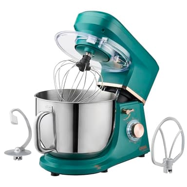 Cooks Professional Stand Mixer 1200W with 6 Speeds & Pulse, 7L S-Steel Mixing Bowl, Splash Guard, Whisk, Beater & Dough Hook | Electric Kitchen Mixer for Cakes, Bread, Baking | Teal & Rose Gold