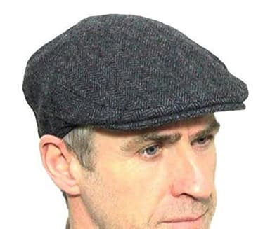 London Design Men's Flat Cap Grey Herringbone Wool 58-59cm
