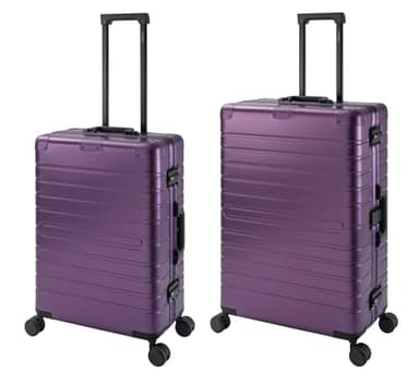 Travelhouse Suitcase 100% Aluminium Travel Suitcase Hard Case L Telescopic Handle TSA, 4 Wheels, purple, Mittlerer & Großer Koffer Set, Suitcase set