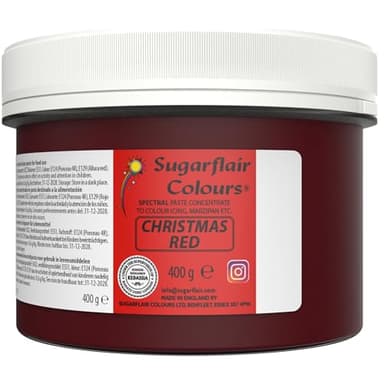 Sugarflair Spectral Christmas Red Food Colouring Paste, Highly Concentrated Food Colouring for Buttercream, Sugar Paste, Royal Icing, Cake Decorations and More! Vibrant Colour Food Dye - 400g