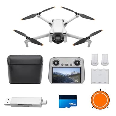DJI Mini 3 Fly More Combo (DJI RC) Bundle 01- Lightweight 3x Mechanical Gimbal Mini Camera Drone with 4K HDR Video, 3 batteries for 114-min Flight Time, Vertical Shooting, 32800ft (10km)