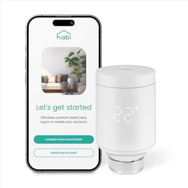 Habi Smart Radiator Thermostat Valve - Digital Thermostatic Radiator Valve With Alexa, Google, Apple. App Controlled Wi-Fi TRV With Clear LED Display. Pairs With Habi Smart Thermostat Home Kit