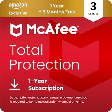 McAfee Total Protection 3-Devices 2026 | Amazon Exclusive|15-Months| Antivirus, VPN, Scam Protection, Identity Monitoring | 15-Months Subscription with Auto-Renewal | Digital download