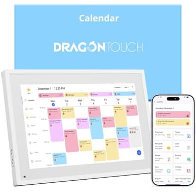 Dragon Touch 10.1" Digital Calendar Chore Chart – Interactive Touchscreen, Smart Family Planner, Hearth Display Digital Calendar Wall & Desk Mountable for Seamless Scheduling