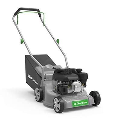 Q Garden QG39-130 4 Wheel Petrol Rotary Lawnmower with 3 Cutting Heights, 39cm Cutting Width and 35L Collection Bag - 1 Year Guarantee