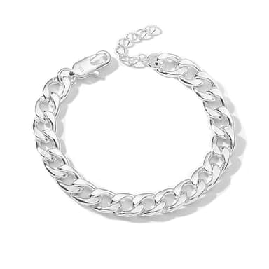 Esrael 925 Sterling Silver Bracelet for Men, Mens Silver Bracelets 8mm Cuban Chain Bracelets Mens Bracelet Jewellery Gifts for Him
