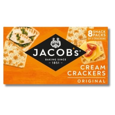 Jacobs Crackers for Cheese Biscuits Multipack - Jacobs Original Cream Crackers 8x3 Crackers Snack Packs (3 each Individually Wrapped Biscuits total of 72 crackers) Bundled By The Great British Kitchen