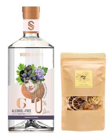 SOBER SPIRITS Non-Alcoholic 0.0% GIN (50cl) and INFUSE Yellow Me Cocktail Mocktail Infusion Bags with Garnish | Vegan, No Sugar, No Artificial Flavours | Create Delicious Flavoured Drinks