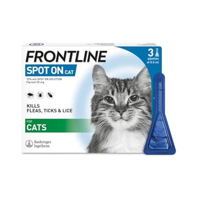 FRONTLINE Spot On Flea & Tick Treatment for Cats - 3 Pipettes
