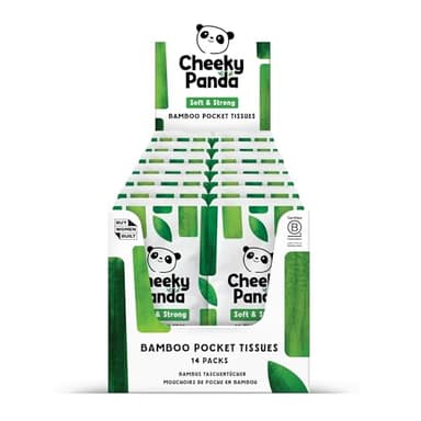 The Cheeky Panda Bamboo Facial Tissue | 14 x Plastic Free Travel Tissue Packs | 140 Super Soft Pocket Tissues