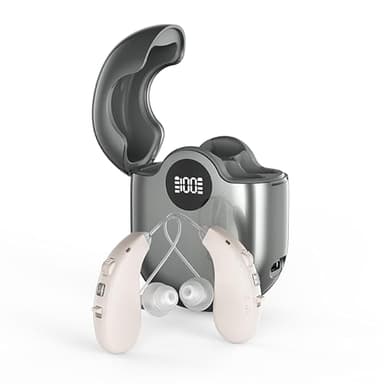 JD Health Tech Rechargeable Hearing Amplifiers for Adults – Digital 16-Channel Noise Reduction, Discreet Lightweight Design with Charging Case, 100H Battery Life, Comfortable Fit for Clearer Sound