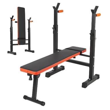 Panana Adjustable Weight Bench for Home Gym, Foldable Incline Decline Workout Bench with Adjustable Barbell Height, Multi-Purpose Exercise Lift Bench with Barbell Rack