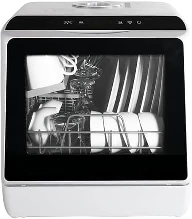 eklipt Table Top Dishwasher, Mini Countertop Dishwasher with 6 Programs, Built-in 5L Water Tank Dual Water Supply Modes with Touch Control, LED Display, Drying Cycle & Fruit Wash