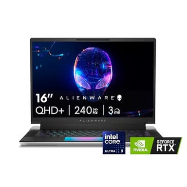 Alienware X16 R2 Gaming Laptop - 16-inch QHD+ 240Hz 3ms Display, Intel Core Ultra 9-185H, 32GB LPDDR5X RAM, 1TB SSD, NVIDIA GeForce RTX 4080 12GB GDDR6, Windows 11 Home, Onsite Service - Lunar Silver