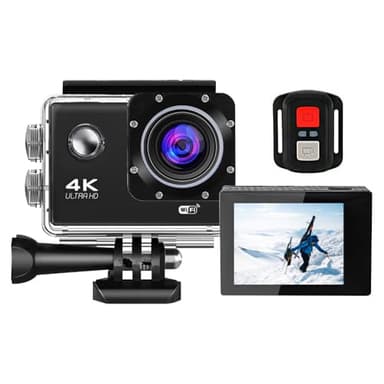 Peppy 4K Action Camera 20MP Ultra HD WiFi Waterproof Sports Camera, with 140° Wide-Angle, Stabilization, Remote Control, and External Microphone for Vlogging, Diving, Snorkeling, and Outdoor Sports