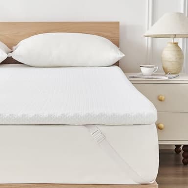 USPARK Memory Foam Mattress Topper Double Bed 5cm (2 inch), Firm Mattress Topper with Gel Memory Foam and Machine Washable Soft Bamboo Cover (Double Size - 135x190 cm)