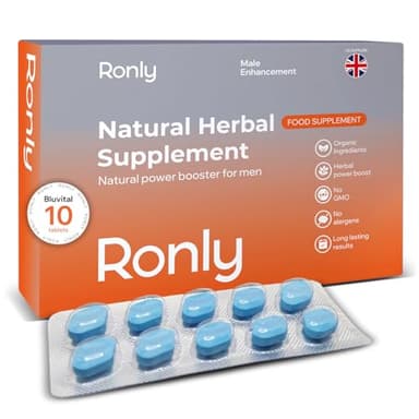 Ronly Men’s Daily Power – 10 Tablets 100mg | Powerful Herbal Supplement for Men | Enhances Strength, Energy & Endurance | Advanced Men’s Energy & Performance Complex with Ginseng & Zinc | UK Made