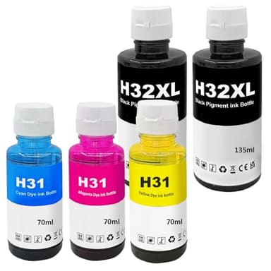 LAIPENG 31 32XL Ink Compatible with HP 31 32 XL Ink Bottles for Smart Tank 315 319 455 515 516 530 555 558 559 570 655 670 790 5105 7005 7006 7305 7306 7605 415 419 Printer 5 Multipack (BK*2/C/M/Y)