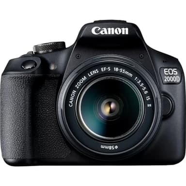 Canon EOS 2000D Camera + EF-S 18-55mm IS II Lens - Black