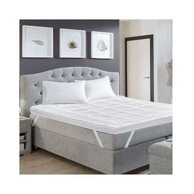 Links Plus Small Double Mattress Topper – 10cm | Anti Allergic, Hypoallergenic, Moisture-Wicking | White | Machine Wash, Tumble Dry | 135cm x 190cm x 10cm