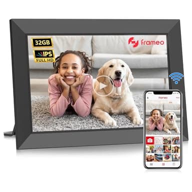 10.1 Inch WiFi Digital Photo Frame Built in 32GB Memory,1280x800 HD IPS Touch Screen, Digital Picture Frame, Auto-Rotate, Wall Mountable Share Photos/Videos via Frameo App, the Best Choice for Gifting