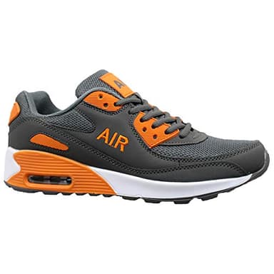 Mens Shock Absorbing Running Trainers Casual LACE Gym Walking Sports Shoes Size (10 UK, Dark Grey Orange)