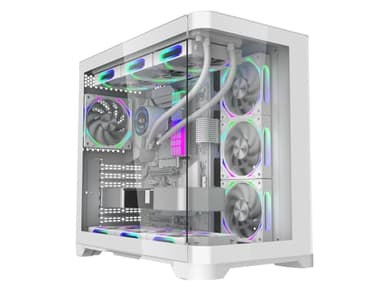iONZ PC Gaming Case ATX Mid Tower - Dual Chamber Dynamic Series with 4 ARGB PWM Fans | Curved Tempered Glass | Flow - White